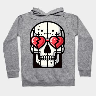 Anti Valentine’s Skull - Broken heart shaped glasses Hoodie